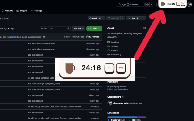 Minuteur Pomodoro incrusté dans la page web